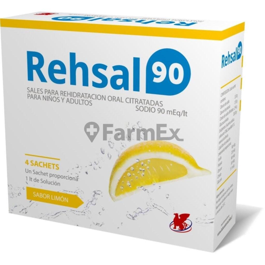 Rehsal - 90 Limón x 4 sobres Farmex-BanMedica-Persistente
